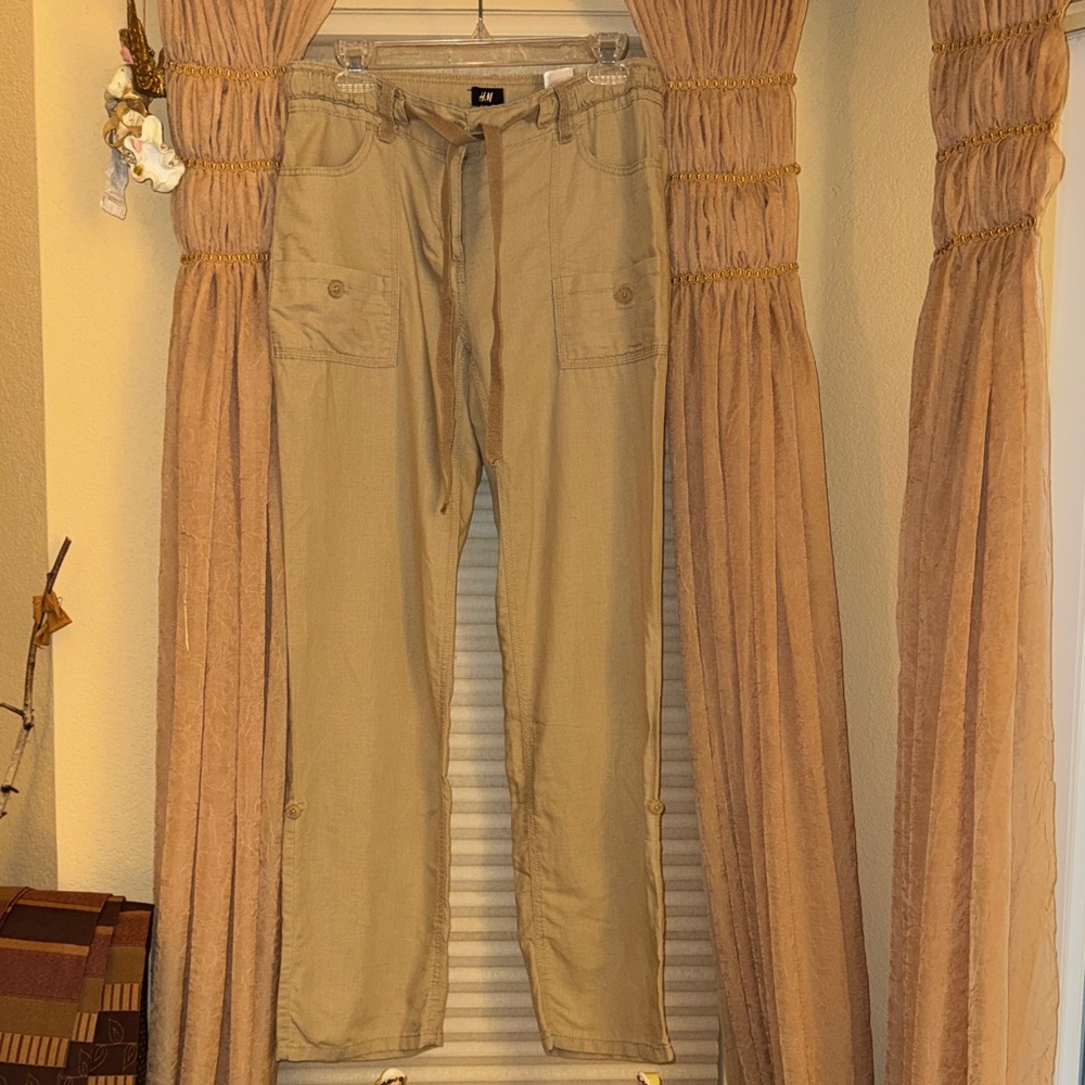 H&M Linen Blend Straight Leg Pants